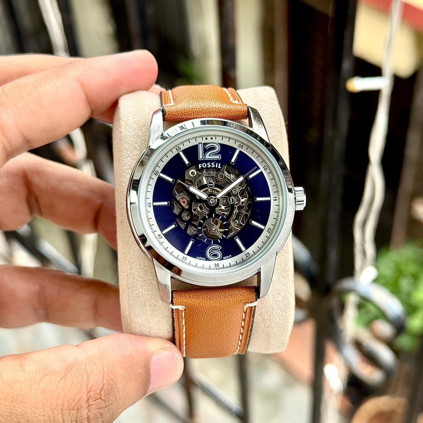 Fossil Heritage Skeleton Automatic Leather Watch view 2