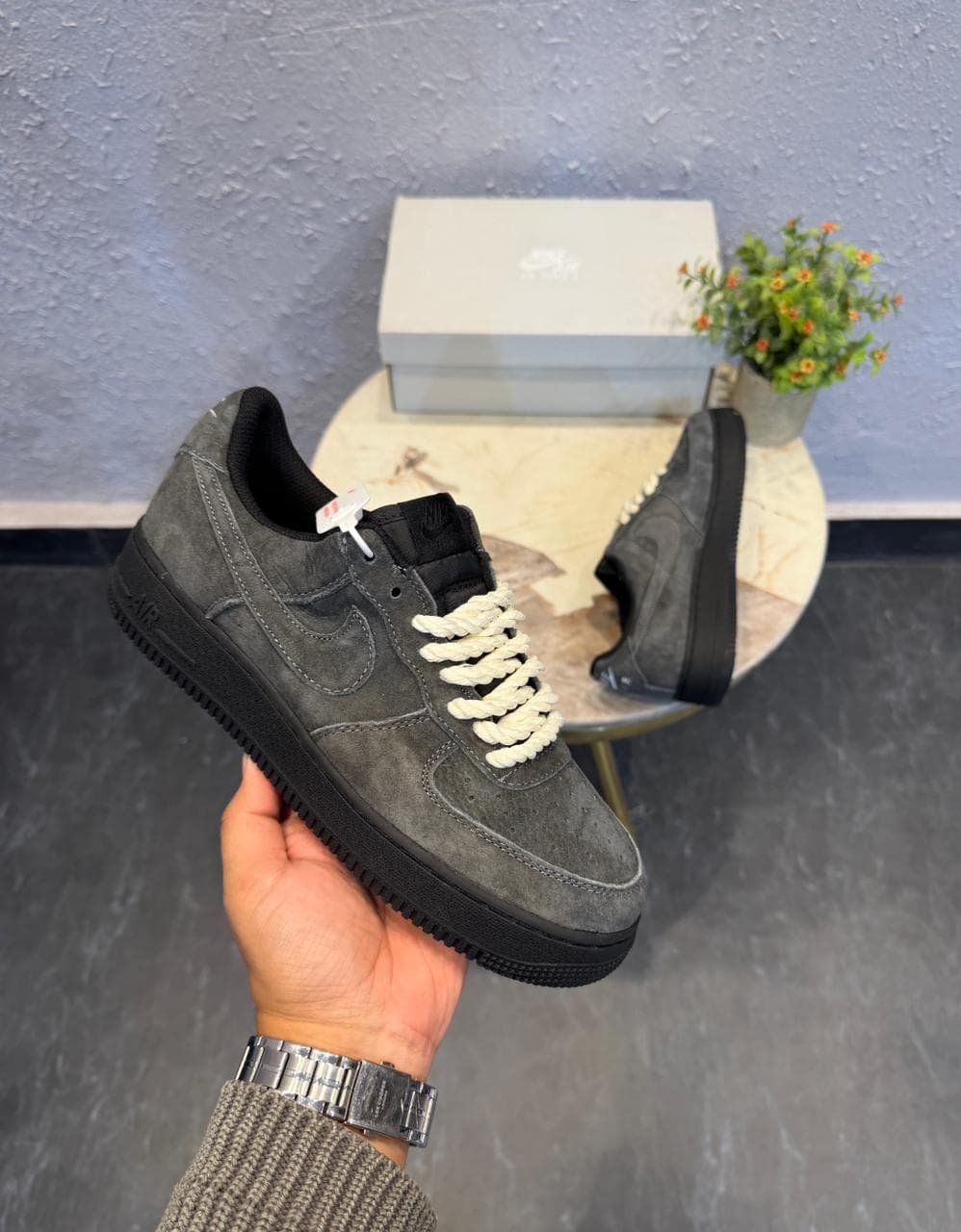 Nike Air Force Charcoal Grey view 3