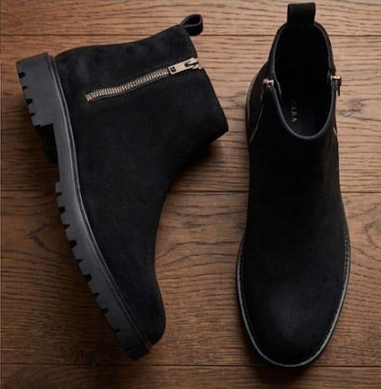 ZARA MID ANKLE ZIP CUM LACES BLACK BOOTS view 3