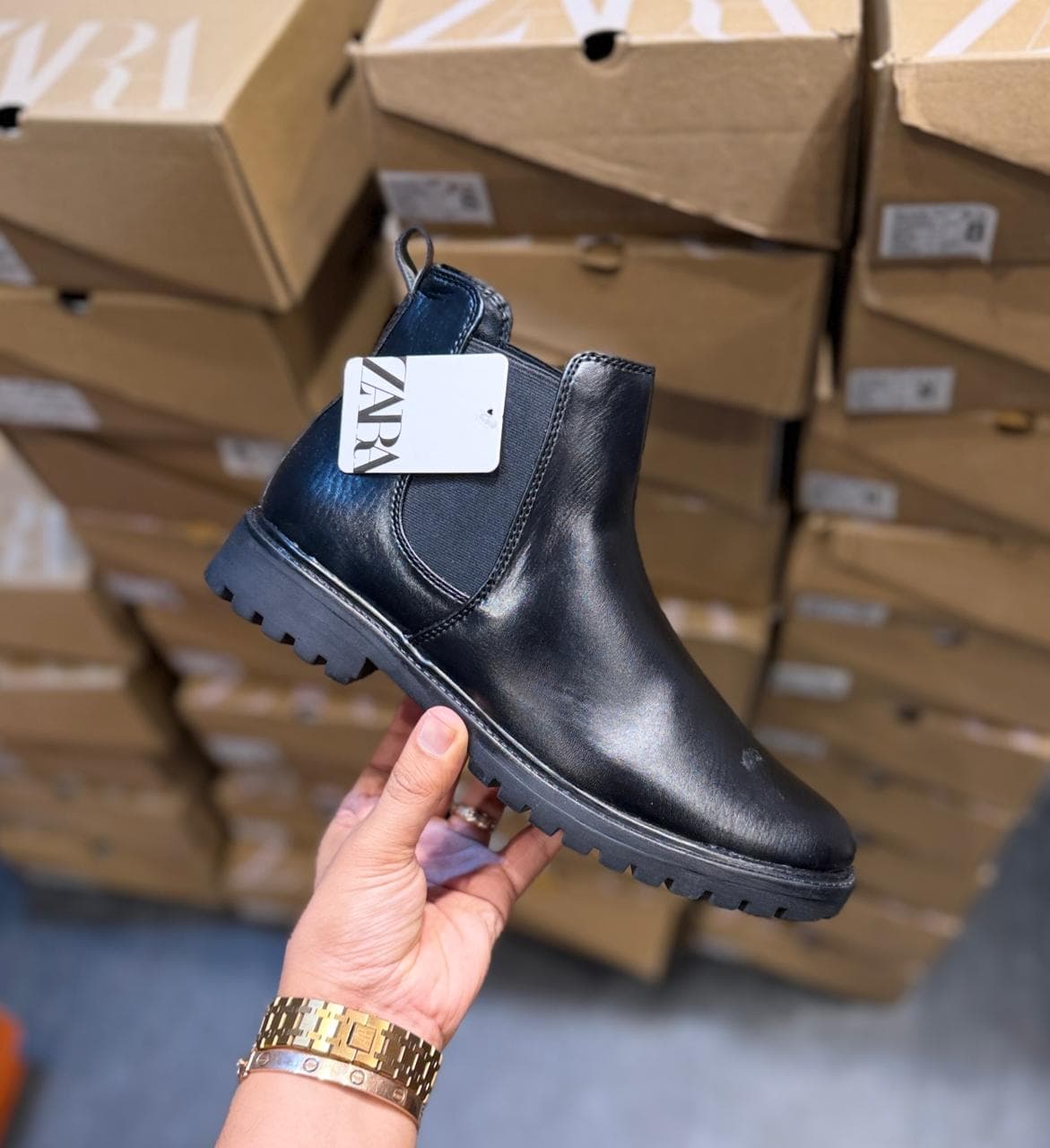 Zara Black Chelsea Boots view 2