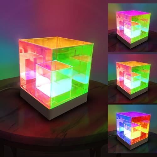 Lumina Prism: Acrylic Holographic RGB Desktop Cube Lamp view 2