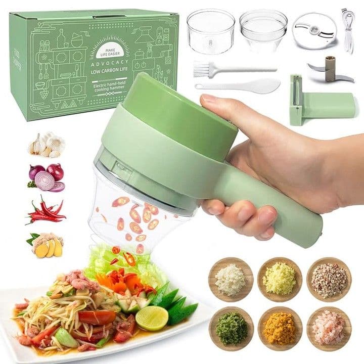 4-in-1 Handheld Electric Vegetable Cutter & Mini Food Processor Set view 2