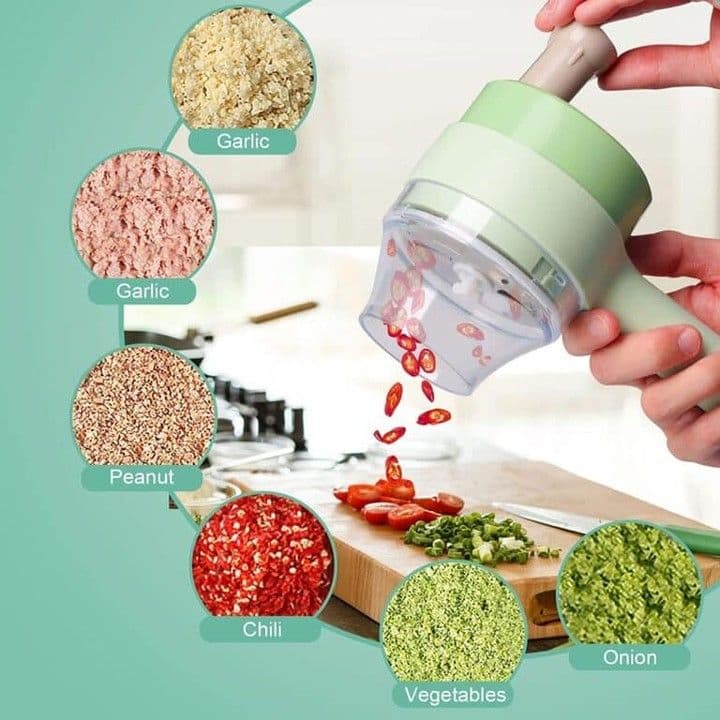 4-in-1 Handheld Electric Vegetable Cutter & Mini Food Processor Set view 3