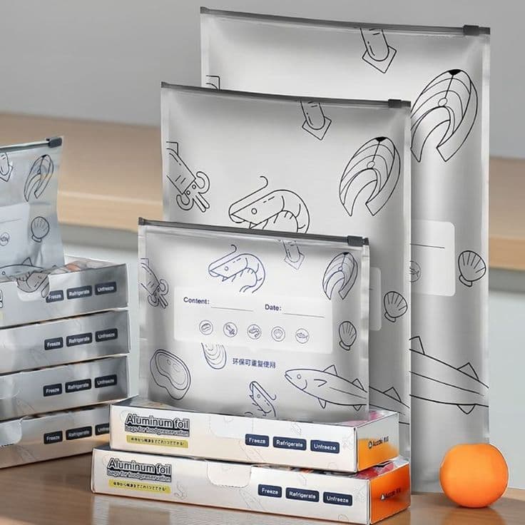 PACK OF 10 Eco-Fresh Reusable Aluminum Foil Food Storage Bags – Heavy Duty & Self-Sealing view 3