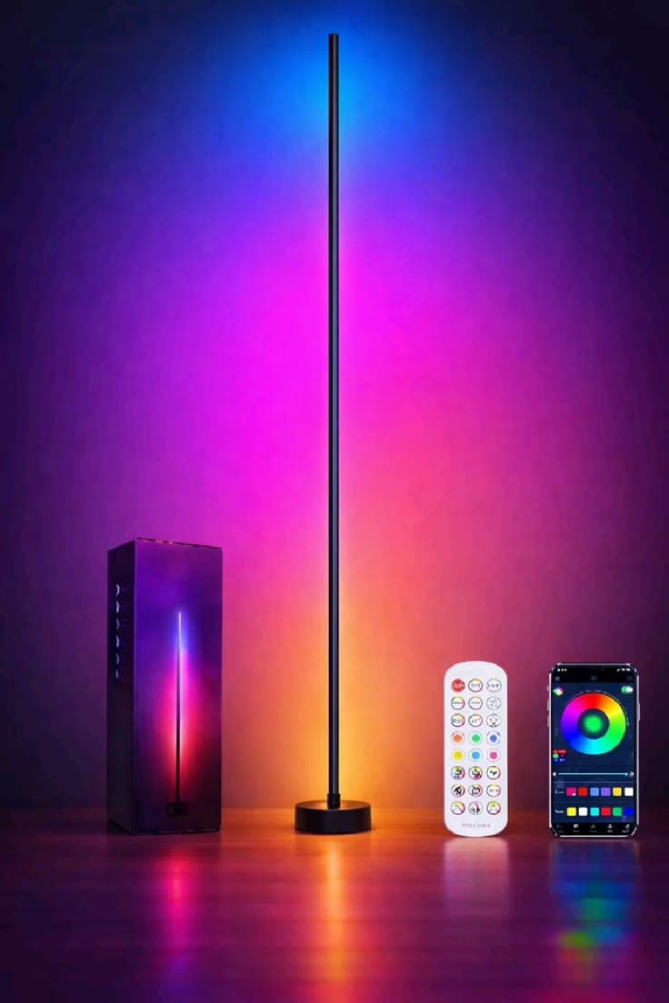 LuminaStream: Smart RGB LED Corner Floor Lamp – Minimalist Ambient Lighting view 2