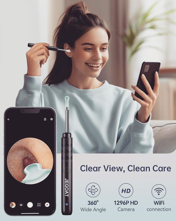 Smart HD Visual Ear Wax Removal Tool – 1080P Wireless Endoscope with 6 LED Lights view 2