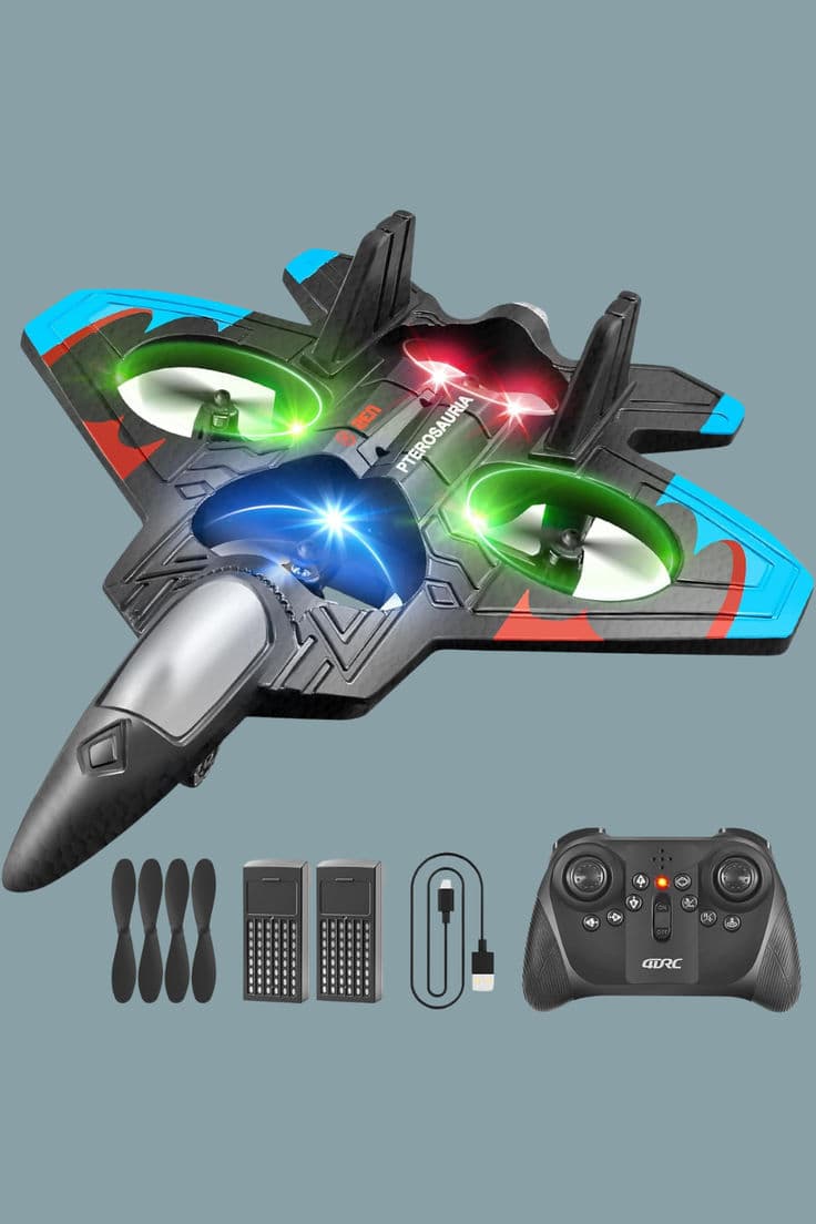 AeroJet V17: 2.4G Remote Control Stunt Fighter Jet with LED Lights & 360° Flip view 3