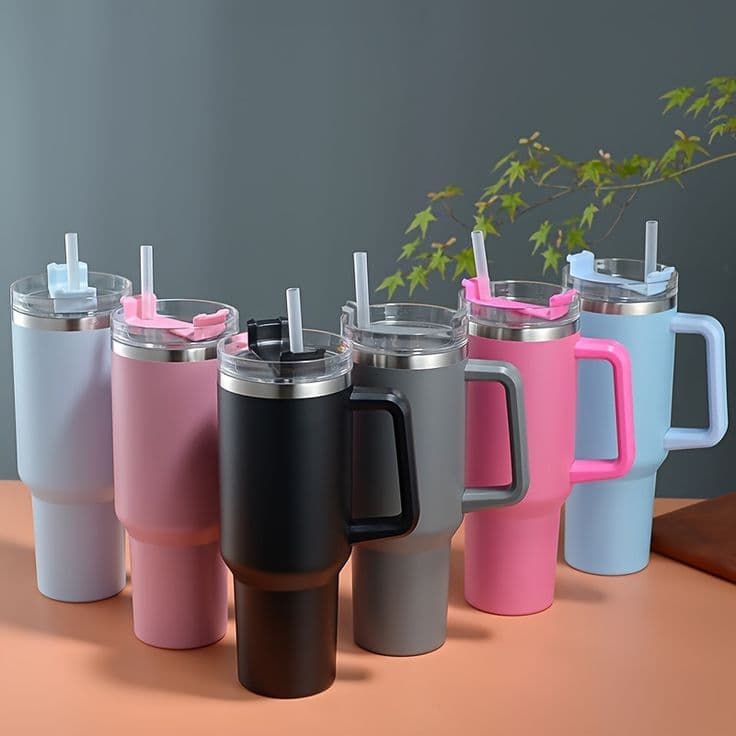 Insulated Travel Tumbler with Handle – 40oz Double-Wall Vacuum Stainless Steel Mug