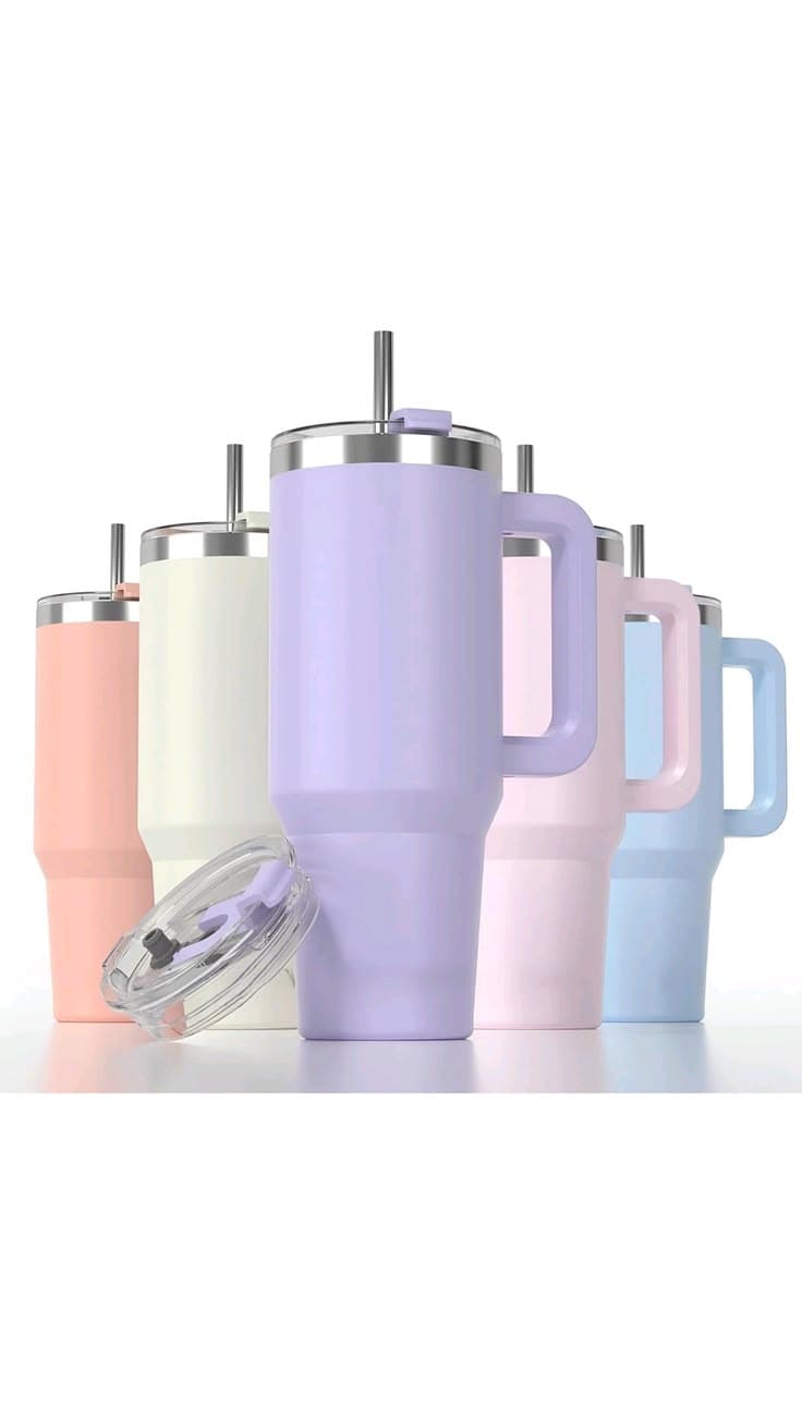 Insulated Travel Tumbler with Handle – 40oz Double-Wall Vacuum Stainless Steel Mug view 3