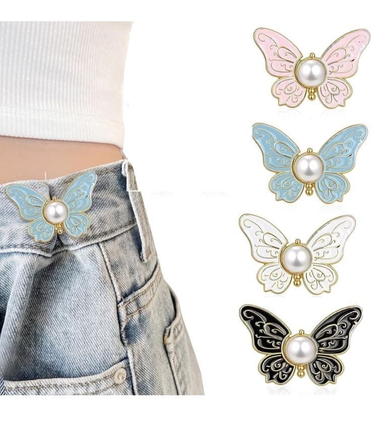 (PACK OF 8) Elegant Butterfly Waist Buckles – Detachable & Adjustable Instant Jean Buttons view 2