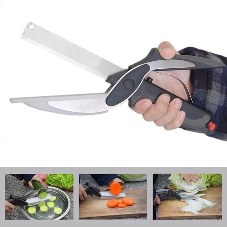 2-in-1 Clever Cutter – Handheld Stainless Steel Food Chopper & Kitchen Scissors