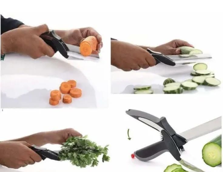 2-in-1 Clever Cutter – Handheld Stainless Steel Food Chopper & Kitchen Scissors view 3