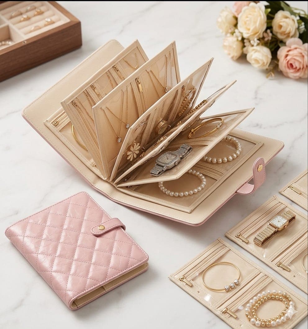 Luxe Jewelry & Accessory Organizer Book – Portable Anti-Tarnish Travel Storage Folder