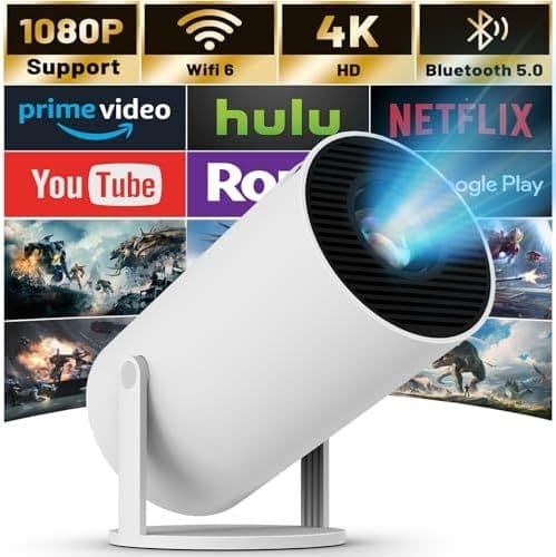 Smart Portable Projector – 4K Support, Android 11 & 180° Rotatable Design view 2