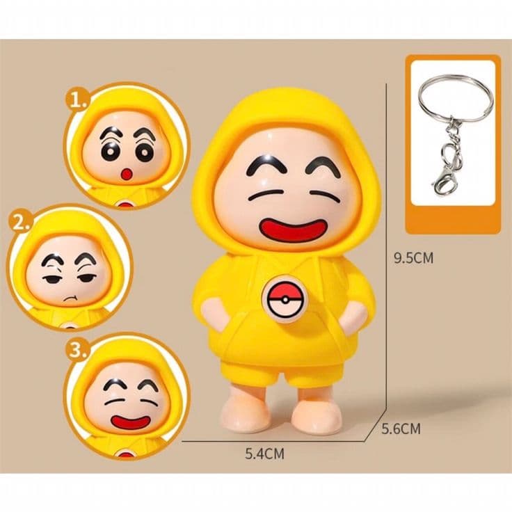 Face-Changing Crayon Shin-chan Keychain – 4-in-1 Expression Animated Bag Pendant view 3