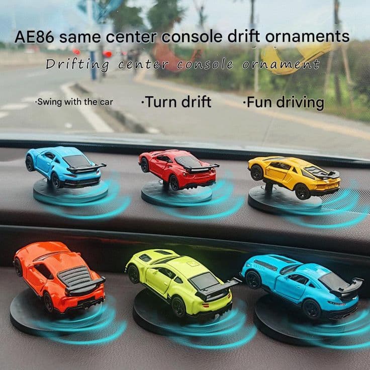 Drifting Car Dashboard Ornament – Interactive AE86 Center Console Decor with 360° Sway view 2