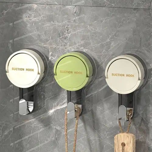 (PACK OF 3)Heavy-Duty Vacuum Suction Hooks – Waterproof, Reusable & Drill-Free Wall Mount Hooks view 2