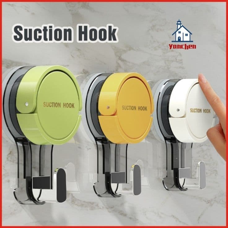 (PACK OF 3)Heavy-Duty Vacuum Suction Hooks – Waterproof, Reusable & Drill-Free Wall Mount Hooks view 3