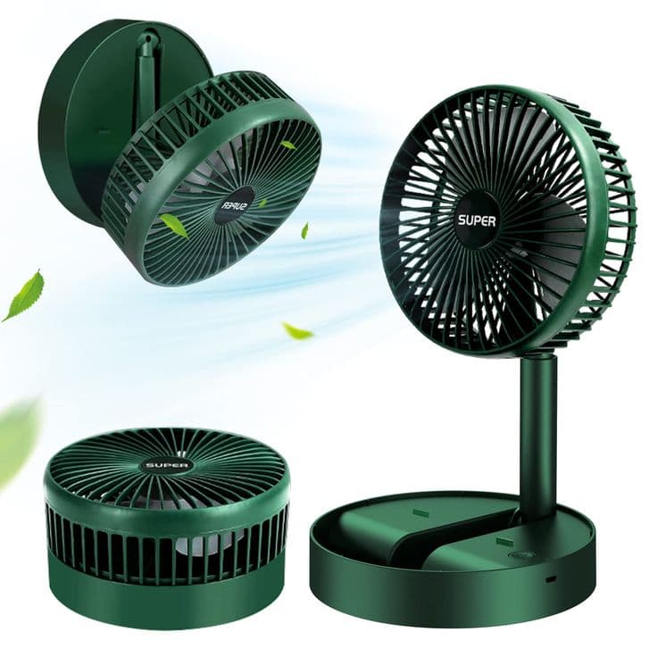 Product Title Telescopic Rechargeable Desktop Fan – 3-Speed Foldable Fan with 360° Rotation & Phone Holder view 3